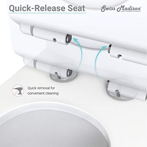 Inodoro monobloque St. Tropez SM-1T254 de Swiss Madison Well Made Forever y bidet SM-BD227, blanco brillante, forma oblonga, descarga dual 1.1/1.6 galones miniatura 4