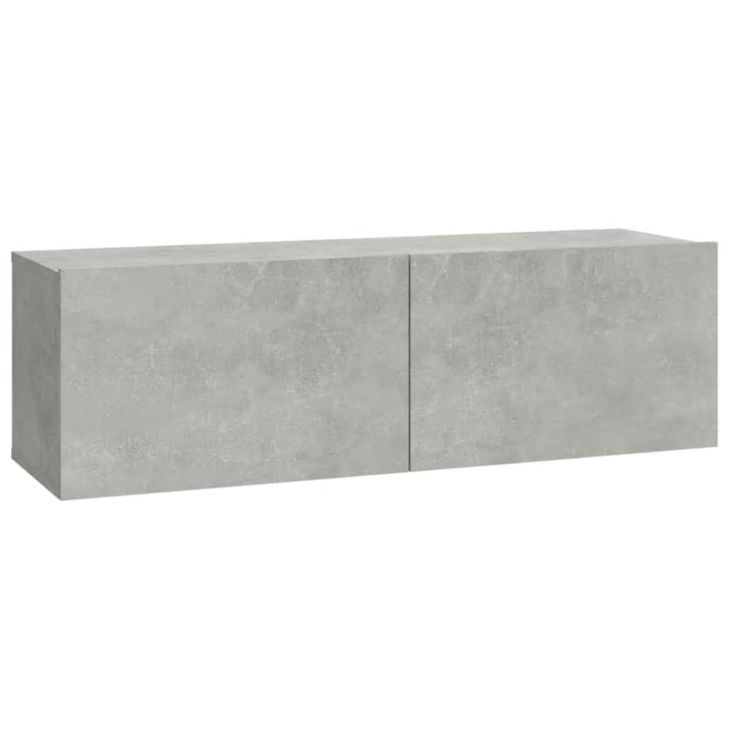 6-TLG. TV-Schrank-Set, Betongrau Holzwerkstoff, modernes Media-Center für Wohnzimmer, stabile Hängeschränke, vielseitige Aufbewahrung
