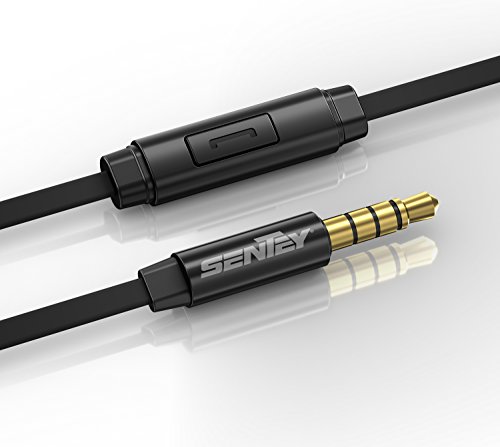 Sentey Earbuds Metal Audiophile Level in-Ear Headphones Earphones for Music Running Travel Carrying Case Included Tangle Free Cable (Black) Cor3 Ls-4215 with Inline Control and Microphone