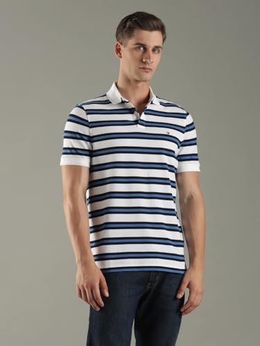 Image of Tommy Hilfiger Solid Regular fit Cotton Polo t-Shirt
