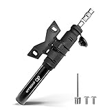 CYCPLUS Mini Portable Bike Tire Pump Bicycle Fram Mount Pump Fits Presta & Schrader Valve 120 PSI High Pressure for Road Mountain and BMX Bikes Includes Mount Kit A30 Black