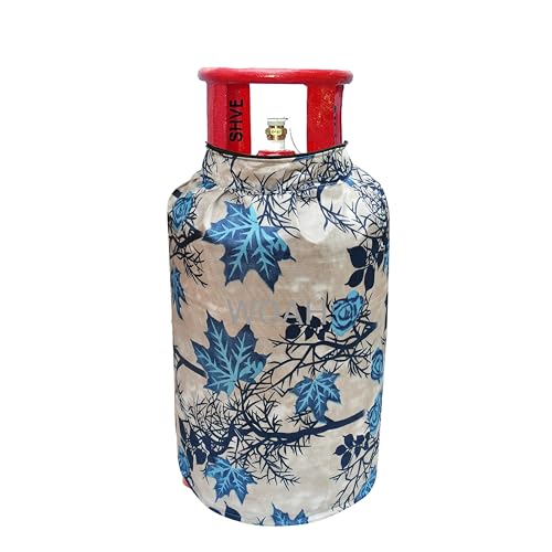 Image of Woah Cotton DustProof and Dustproof LPG Gas Cylinder Cover| Top Design Stain| Dust| DustProof PVC LPG Gas Cylinder Cover, Polyester Gas Tank Cover Fits StandardG (Pack of 2, Blue Tree)