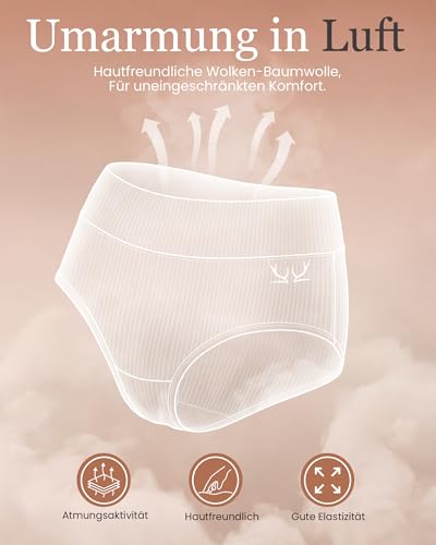 TANSTC Unterwäsche Damen: Weiche Baumwolle, 5er Pack, Stretch, Atmungsaktiv, Sexy Slip, Hipster, XL 4