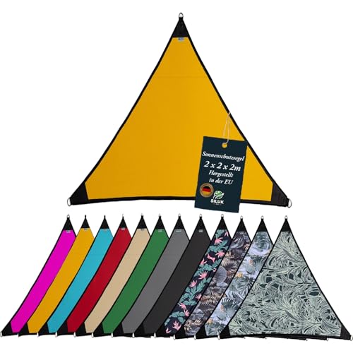 Sonnensegel Wasserdicht Sonnenschutz Garten mit befestigungen Leinen 100% Schutz vor UV-Strahlungen (2m x 2m, Gelb)