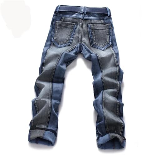 Men's Stretch Jeans Fashion Slim Fit Patchwork Denim Trousers Male Streeetwear Straight Pants3