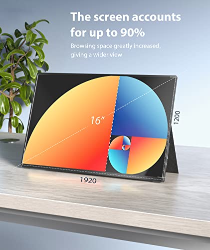 Ingnok 16Inch Portable Monitor, Travel Monitor For Laptop With 1200P 16:10 320Cd/M2 Ips 8Bit Screen, Had Hdmi Usb C Compatible Laptop Pc Phone Ps4 Xbox And Switch (Black) #TOP3
