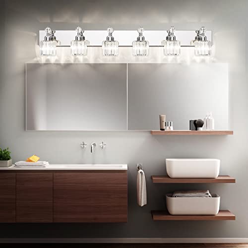 PRESDE Crystal 6 Light Bathroom Vanity Lights Chrom Bathroom Lights Fixtures Over Mirror M - image 3