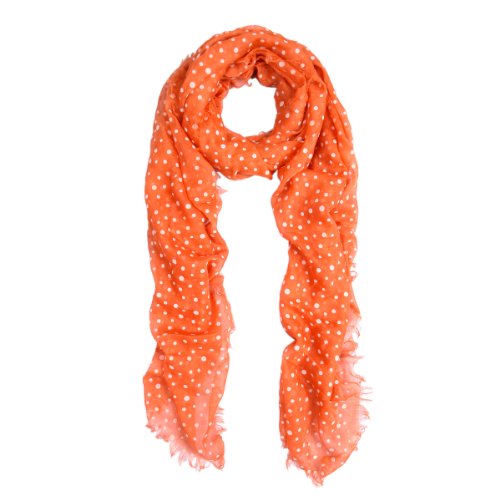 TrendsBlue Premium Long Solid Color Dolka Dot Frayed Edge Scarf