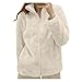 Damen Fleecejacke mit Durchgehendem Reißverschluss Stehkragen Damen Leichte Fleece Jacke Weiche Sweatjacke Teddyfleece Plüschjacke Komfortable Casual Pulli Outdoor Damenjacke für Wandern (01 White, M)