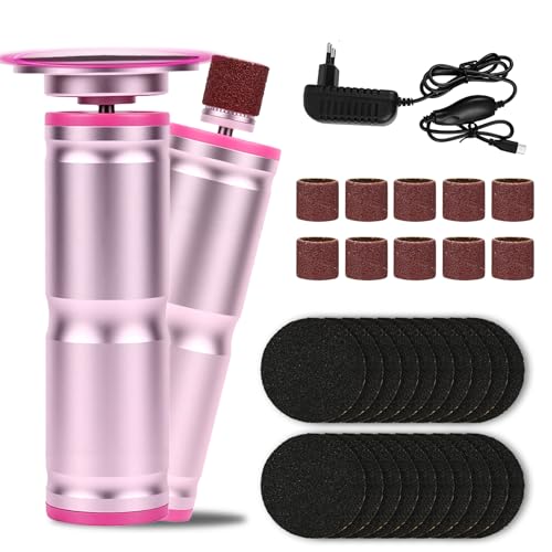 Glovios Rapeuse Pieds Électrique Puissante, 2 en 1 RâPe Electrique Pieds, Plusieurs Vitesses Réglables Ponceuse Pieds Electrique pour Pieds Pedicure