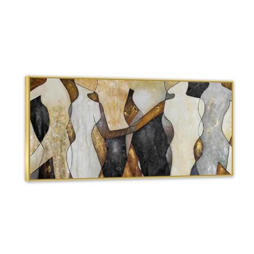 Peinture à l'huile abstraite de 120x60cm avec cadre doré de style rétro