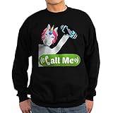 CafePress Sweatshirt mit Emoji-Einhorn, Aufschrift „Call Me“, klassisch, Rundhalsausschnitt Gr. XL, Schwarz