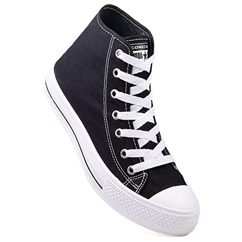 Tenis Casual Feminino Preto Botinha Cano Médio Coleção Moda Leve Cor:Preto;Tamanho:37/38