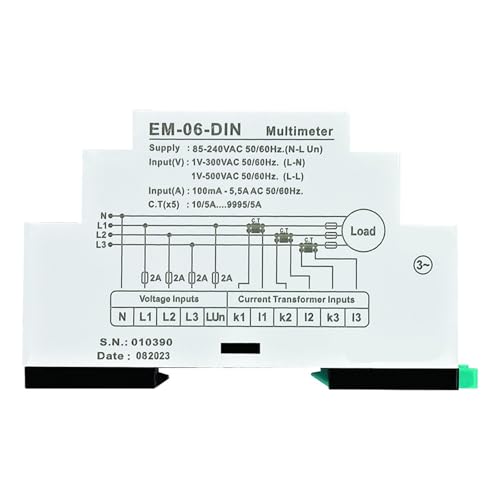 Multimètre triphasé EM-06-DIN avec voltmètre et ampèremètre 400A - 2