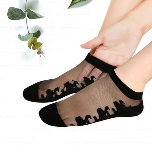 Image of Benefeet Sox Womens Sheer Socks Girls Lace Mesh Ankle Socks Transparent See Through Summer Sock Ultra Thin Nylon Short Sock