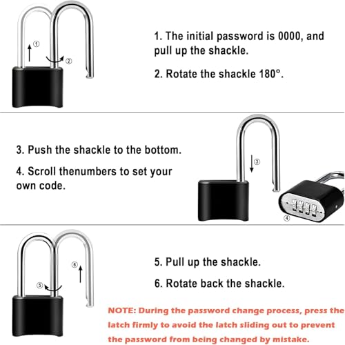 Image of 1pcs Combination Lock, 4-Digit Heavy Duty Combo Lock, Combination Padlock Outdoor Waterproof Gate Locks for Outdoor Fence, Locker, Sheds, Gym, Gate Hasps (1pcs-Long-Black)