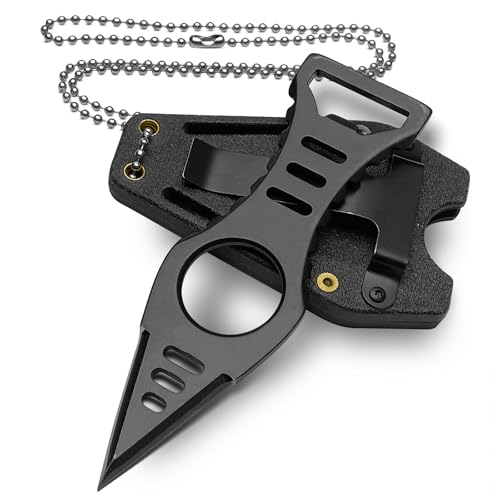LIUGEYI Neck Knife with Sheath and Necklace, 4.4'' Small EDC Fixed Blade Knives for Men, Outdoor,...