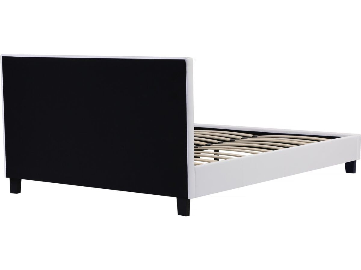 Habitat et Jardin - Lit Double Julia en Simili Blanc 140 x 190 cm | Cadre de Lit 2 Places | Sommier et Tête de Lit Inclus | Support à Lattes en Bois