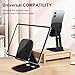 DEERLAMN Cell Phone Stand for Desk, Height Adjustable Cell Phone Holder Portable Desktop Stand, Travel Home Office Desk Accessories Compatible with iPhone 16/15/14/13/12/11 All Smartphone - Black