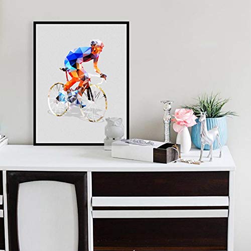 Tableau cyclisme abstrait 60x80 cm déco murale affiche géométrique - 4