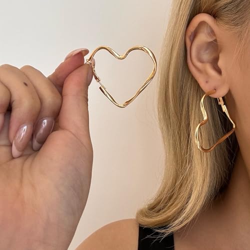 JUANKIKI Dangle Hoop Earrings for women,14K Gold Plated Huggic Heart Earring,Hypoallergenic,Gifts suitable for daily wear and Valentine's Day - image 2