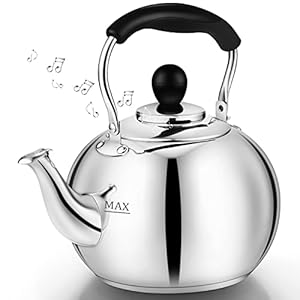 DclobTop Stove Top Whistling Tea Kettle 2.5 Quart Classic Teapot Mirror Polished Culinary Grade Stainless Steel Teapot for Stovetop