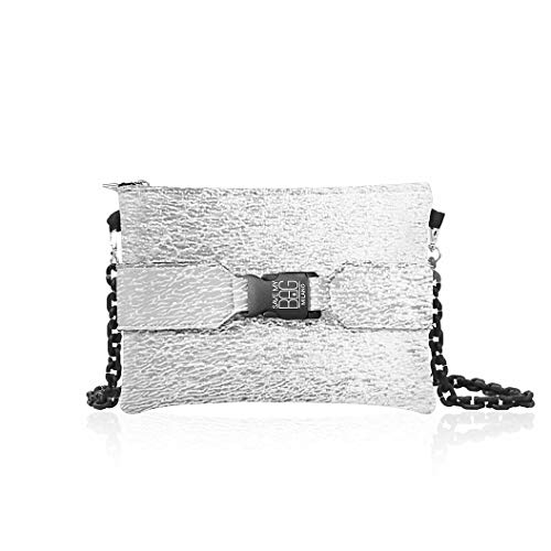 SAVE MY BAG - Clutch icona laminated LUNA SILVER