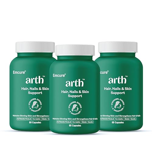 Image of Arth Biotin Capsules For Hair Growth, Skin & Nails - 180 Veg Capsules for Men & Women | Vitamin A, B, D3, Folic Acid, Keratin Builder & Hyaluronic Acid | Supplement For Healthy Hair, Nails & Skin