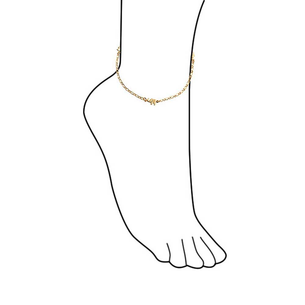 Bling Jewelry Pulsera De Tobillo Delicada Con Tres Amuletos De Elefante De La Suerte Para Mujeres Adolescentes, Bañada En Oro De 18 Quilates De Latón, Hecha En Brasil De 7.5 A 9.5 Pulgadas