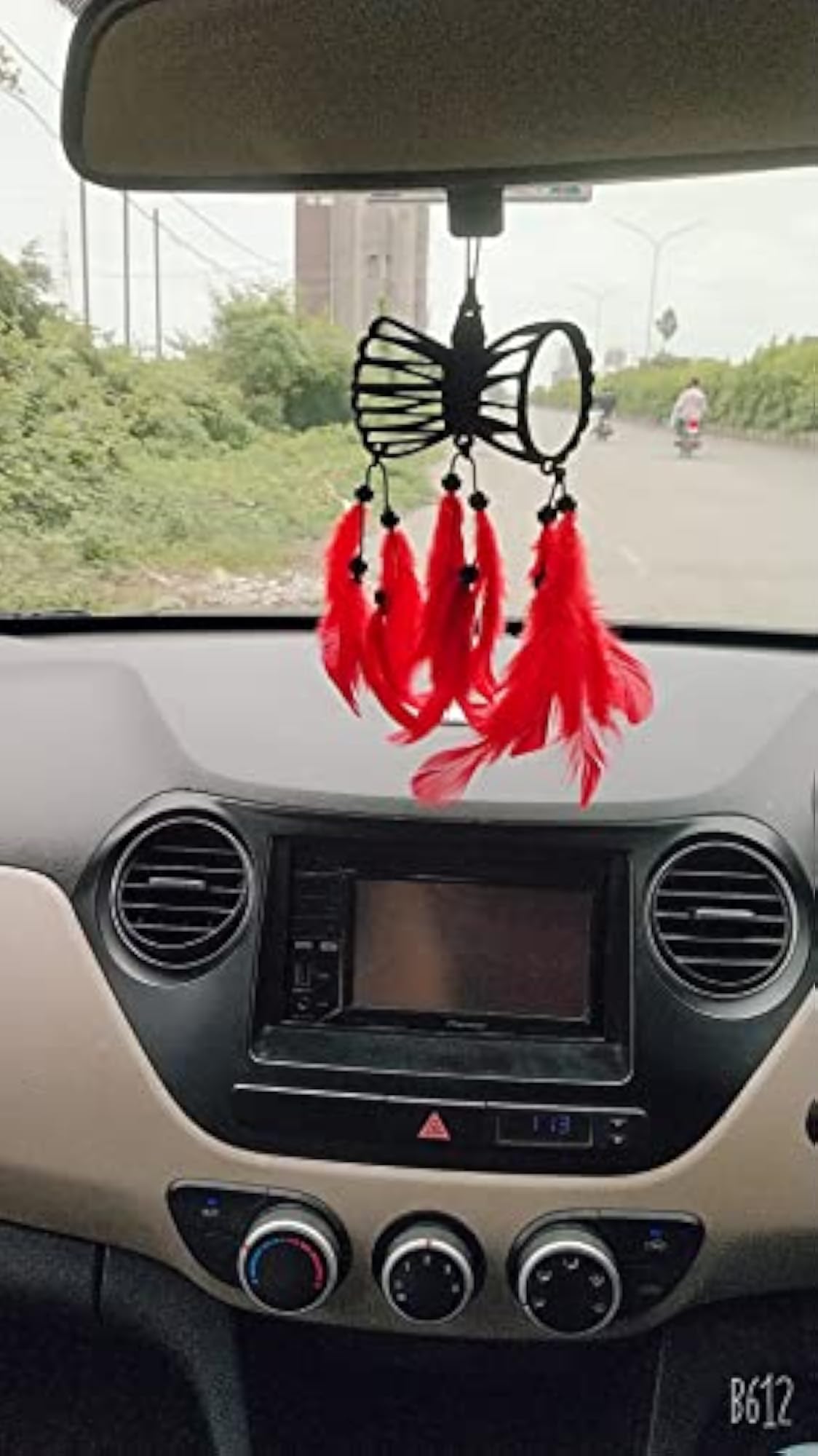 Red Feather Damru Car Hanging for Positive Vibes