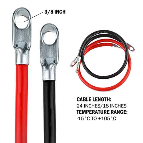 Cartman 4AWG 18-Inch Battery Inverter Cables Set, 4Gauge x 18" (1 Positive & 1 Negtive) for Car, Truck, RV, Solar - Image 4