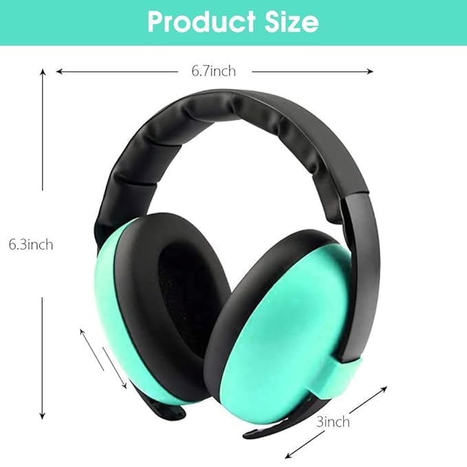 ATIRAMANIYA Baby Hearing Protection Earmuffs for Baby Sleep Flight Travel, Baby Ear Protection Noise Canceling Headphones for Baby Toddler 0-3 Years (Green Ear Muffs) 3