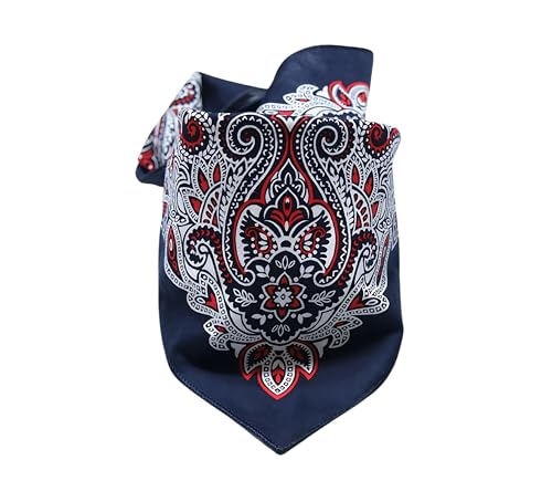 Arumary Bandanas 100 % coton pour cheveux, bandeau, foulard, 60 x 59 cm (bleu foncé), noir foncé, Large