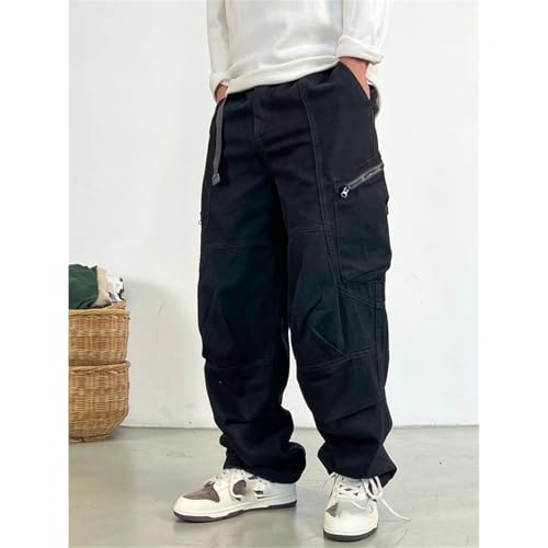 Men Japanese Streetwear Long Staple Cotton Twill Cargo Plus Size Casual Work Pants Baggy Trousers4