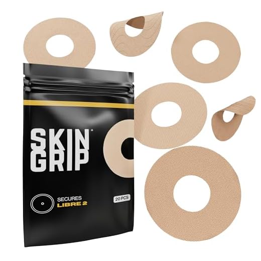 Skin Grip CGM Patches for Freestyle Libre (20-Pack), Waterproof & Sweatproof for 10-14 Days, Pre-Cut Adhesive Tape, Continuous Glucose Monitor Protection (Tan)