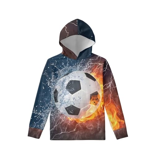 Boys Fire Water Fleece Hoodies Plush Pullover Soccer Hoodie Casual Hooded Sweatshirts with Pocket for Age 6-16 Kids3