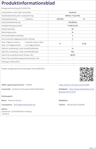 Hankook Winter I*Cept RS2 W452 M+S - 145/60R13 66T - Pneumatico Invernale - 9