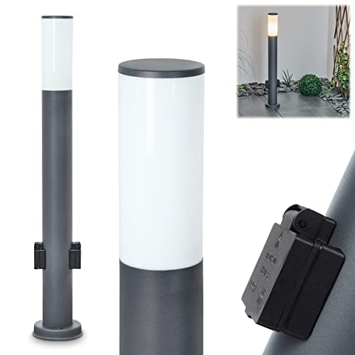 Lampada per sentiero da esterno Caserta con 2 prese, lampada moderna con base in metallo/plastica in antracite/bianco, 80cm, lampada da giardino, E27, illuminazione da giardino IP44, senza lampadina/e