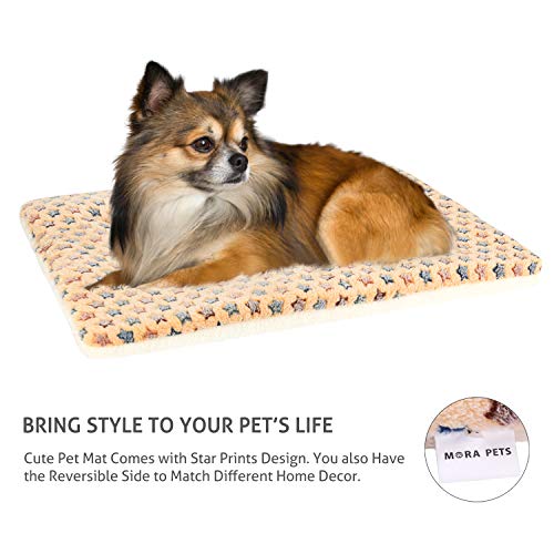 Mora Pets Ultra Soft Pet Bed Washable Dog Bed Crate Mat For Large Medium Small Dogs Reversible Fleece Dog Crate Kennel Pad Cat Pet Bed Liner 21 X 12 Inch Brown #TOP3