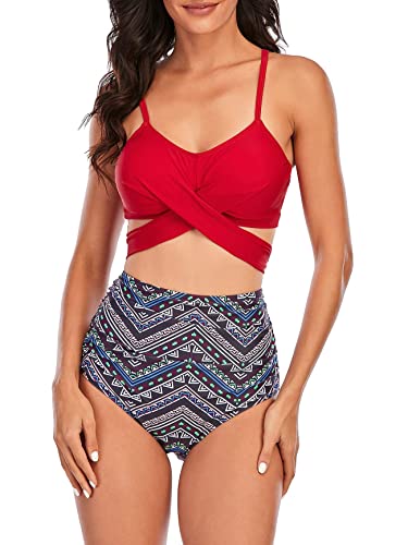 American Trends Biquíni feminino frente única bandagem, roupa de banho de duas peças, biquíni de cin