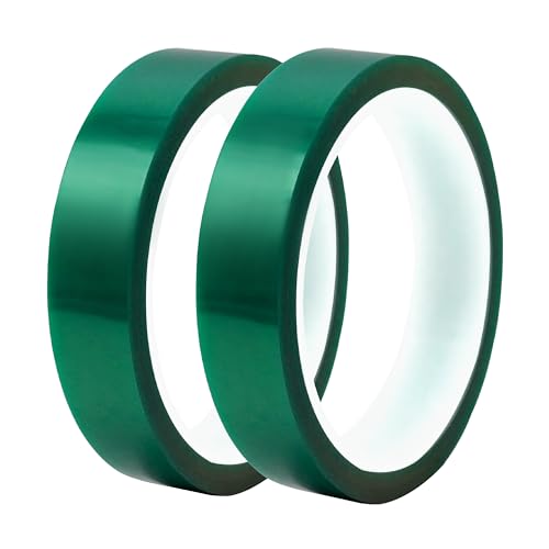 Image of 2 Rolls Heat Tape for Sublimation, Heat Resistant Tape for Heat Transfer Sublimation Press, 20mm x 33m(108ft) No Residue Heat Transfer Tape (Green)
