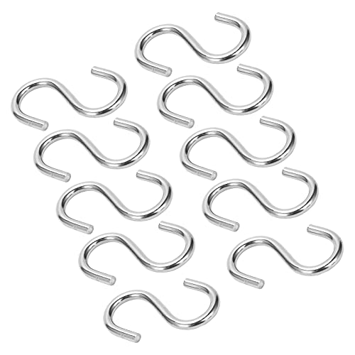 Gugxiom 10 Pcs Hooks Heavy Duty, Bearing 12kg Stainless Steel Hooks, S Shaped Hooks Metal for Hanging Pot, Pan, Cups, Plants, Bags, Jeans,Key Towel