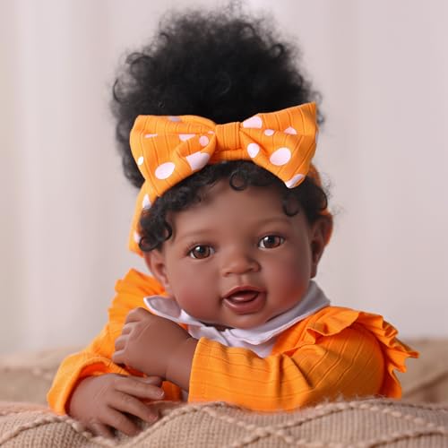 Muñeca Reborn bebé negra 20 pulgadas ropa y accesorios miniatura 2