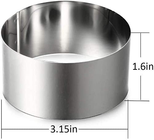 ONEDONE Cake Ring Molds Stainless Steel Ring Molds for Cooking Pastry Rings Cake Mousse Mold with Pusher,3.15in Diameter, Set of 6, Mother's Day Gift