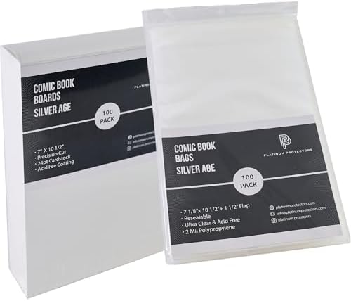 Platinum Protectors Comic Book Bags & Boards for Silver Age, Current/Modern (100-Count) Premium Resealable Poly Bag Sleeves - Adhesive Now on The Back of The Bag image 5