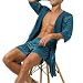 Satin-Bademantel mit Kapuze für Herren, Nachtwäsche, Pyjama, Robe, Nachtwäsche, Kleid mit fließender Silhouette und weichem Fall (M, Dunkelblau)