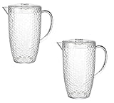 Bello Dimple Clear Plastic 2 Litre Picnic Water Jug Pitcher with Lid (2)