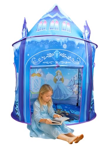 Tente de Jeu de Princesse pour Filles Château de Glace Jeu de rôle imaginatif Maison de Jeu intérieure extérieure Tente Pop-up Jouet Cadeau pour Enfants...