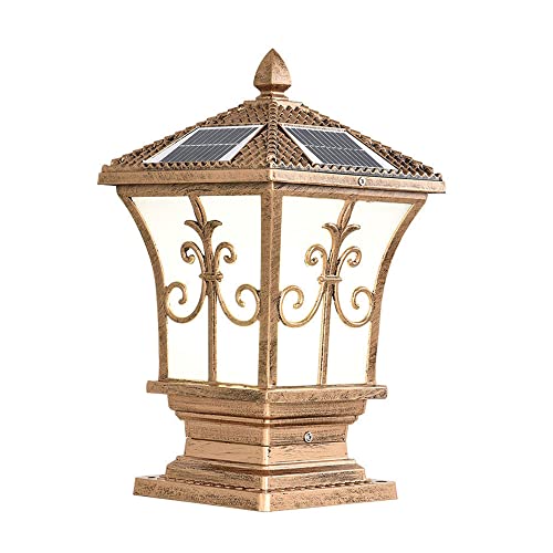 Farol de Columna de Aluminio para Exteriores, Paquete de 1, luz Solar para Pilar de Cerca, iluminación de Patio, Color Bronce Mate, IP54, Resistente al Agua, Accesorio de iluminación para Cerca,
