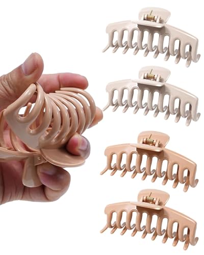 Image of 4 pcs Cloud Claw Clips for Women, 4.2 Inch Non-Slip Strong Hold Hair Claws, Unbreakable & Durable Silicone Blend, Large Bendable Cozy Hair Clip for Thin /Thick /Curly Hair, All-Day Comfort